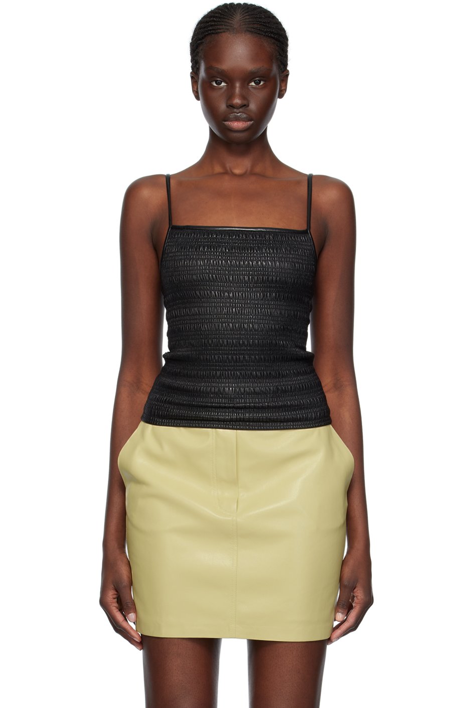 Nanushka - Camisole Arenda noire en cuir synthétique