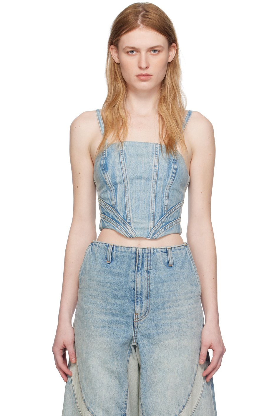 AMIRI - Débardeur de style corset bleu en denim