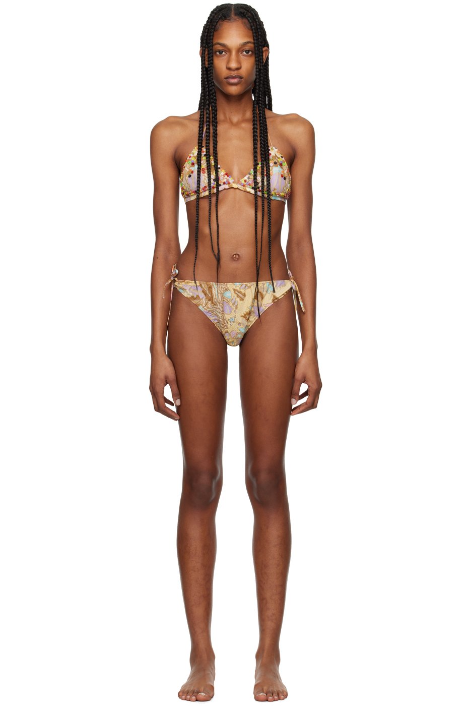 Anna Sui - Orange & Brown Beaded Bikini