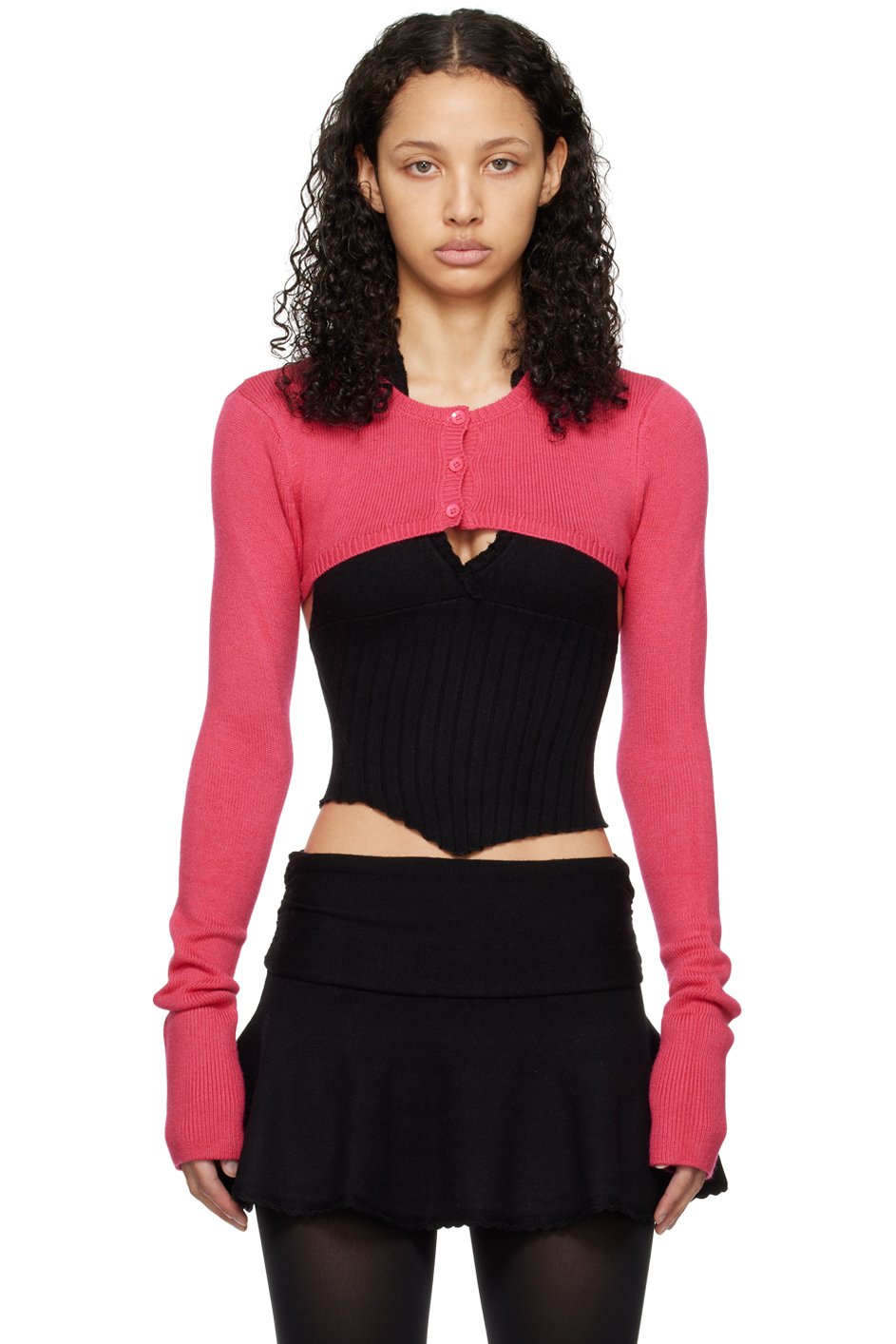 GUIZIO - Cardigan écourté rose