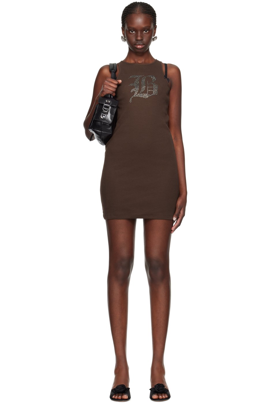 Blumarine - Robe courte brune à image