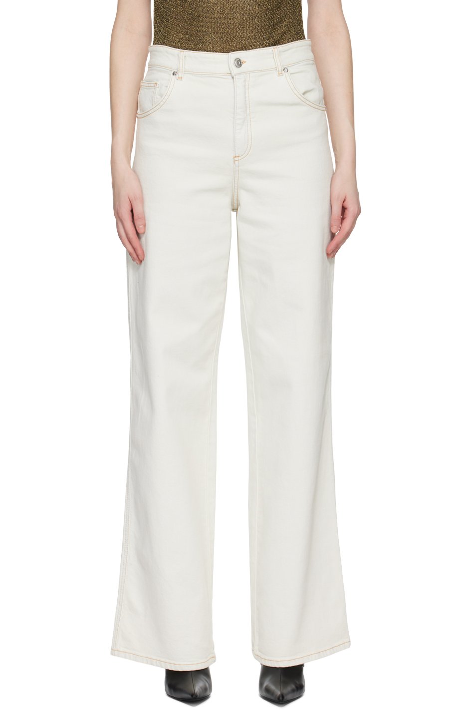 Blumarine - Jean boyfriend blanc cassé