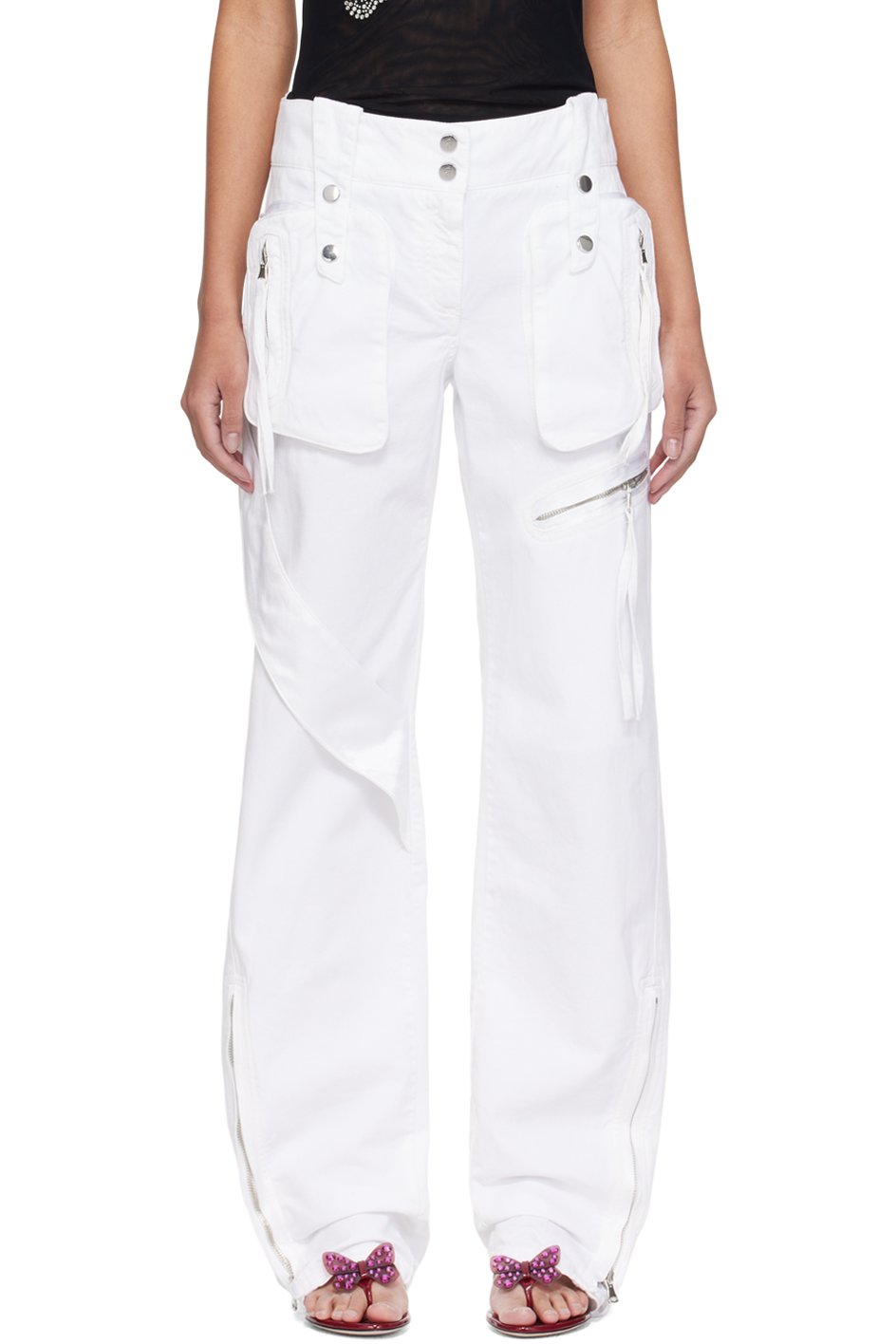 Blumarine - Pantalon cargo blanc en denim exclusif à SSENSE