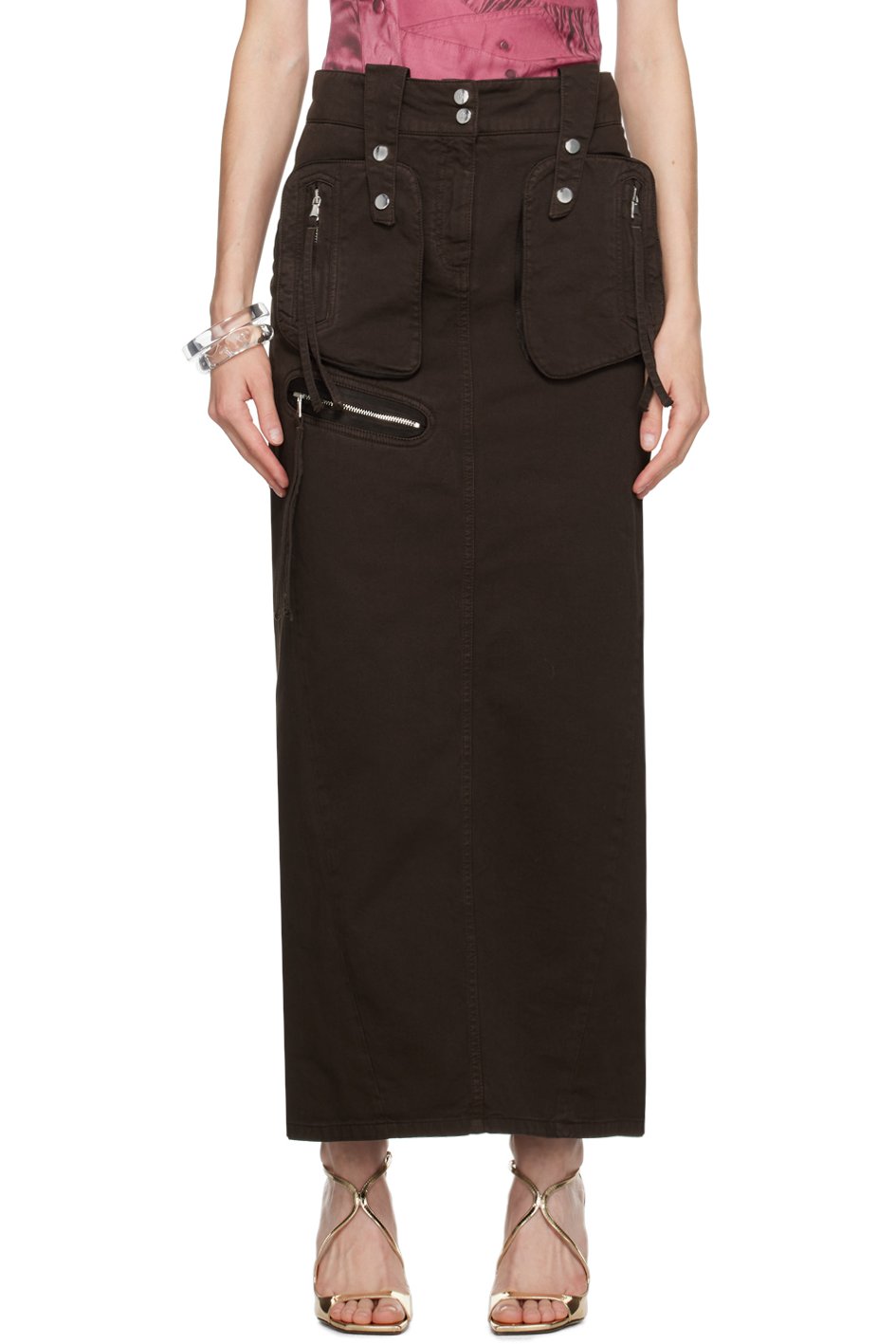 Blumarine - Jupe longue brune à poches