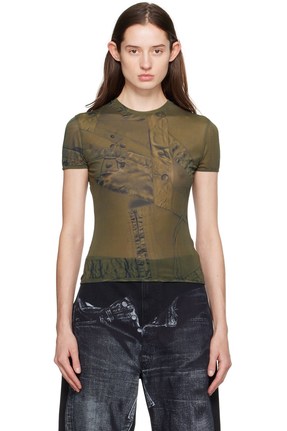Blumarine - T-shirt vert à motif imprimé