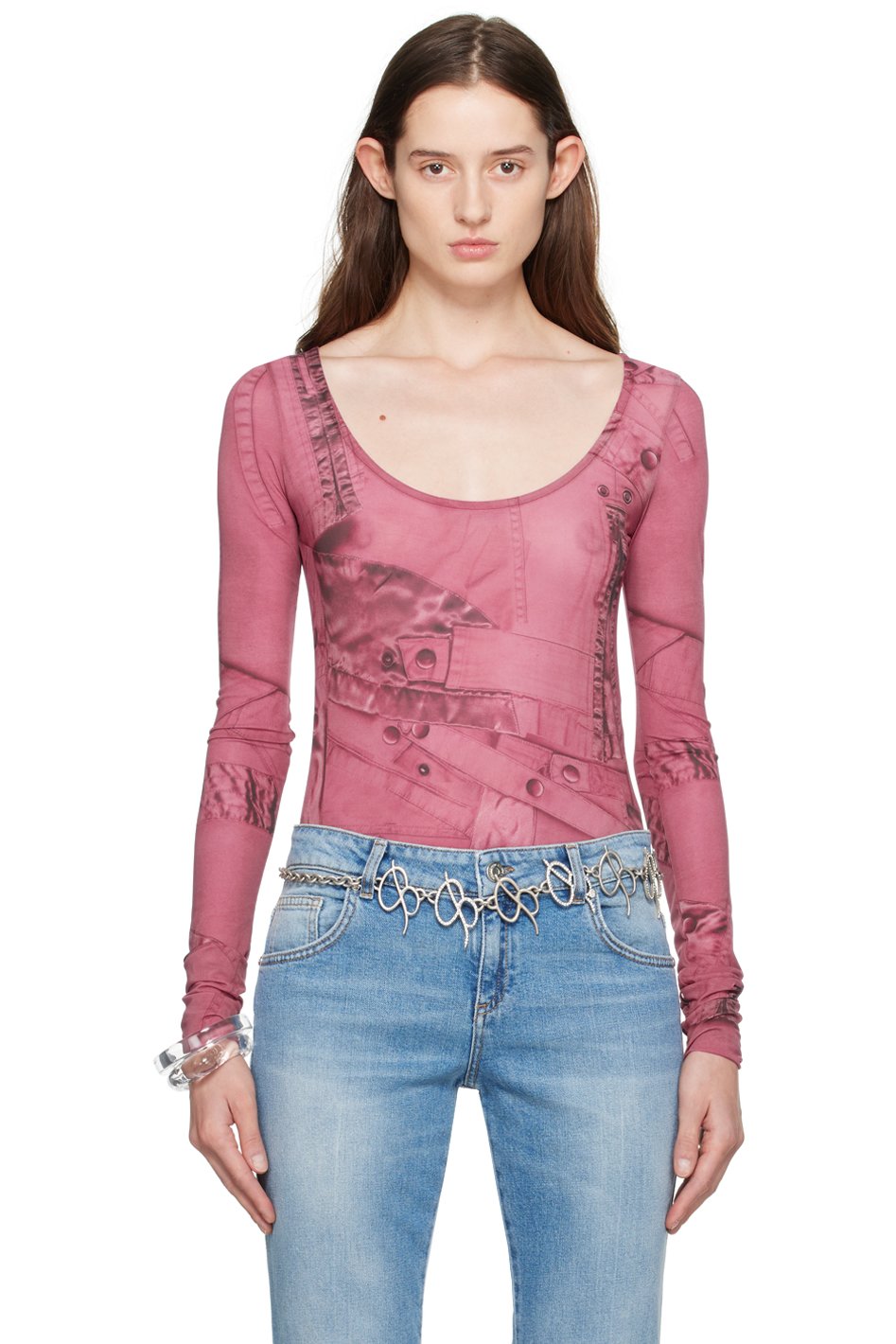Blumarine - Justaucorps rose à motif imprimé