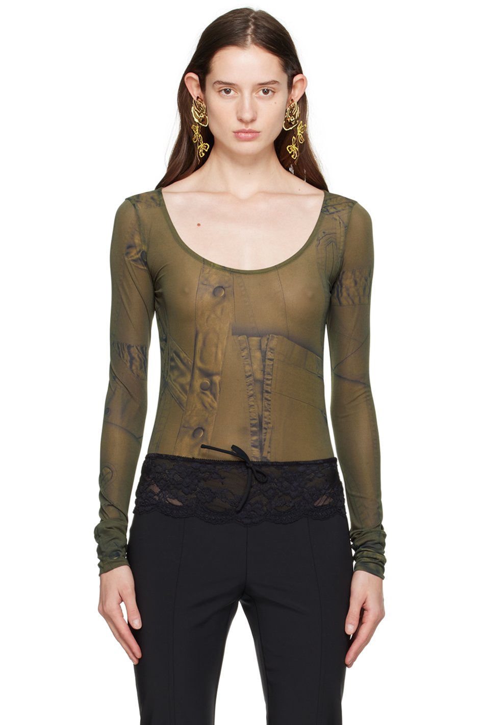 Blumarine - Justaucorps vert à motif imprimé
