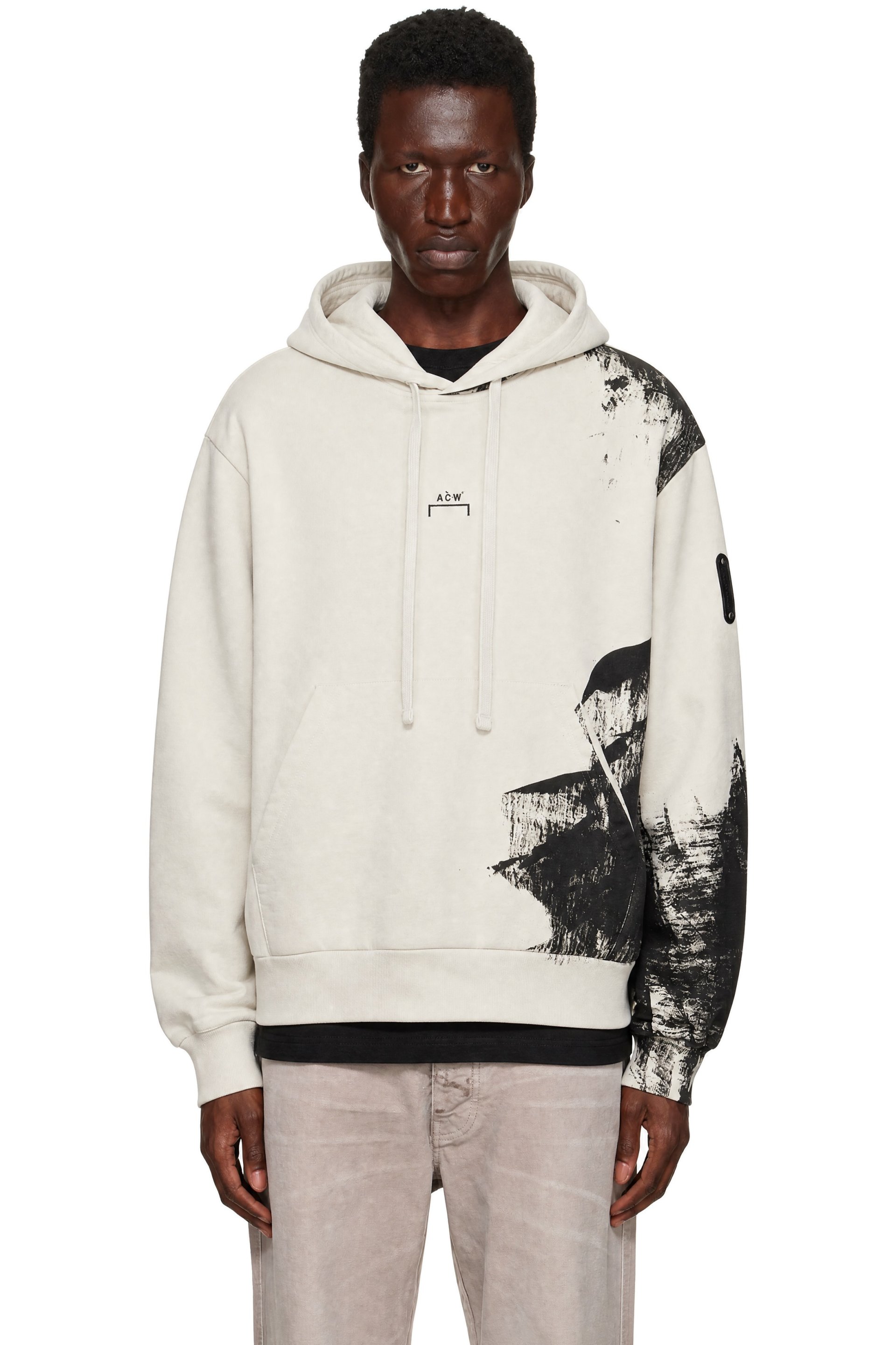 A-COLD-WALL* - Pull à capuche beige et noir à image