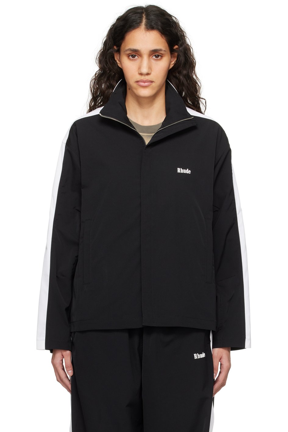 Rhude - Blouson de survêtement Amarino noir exclusif à SSENSE