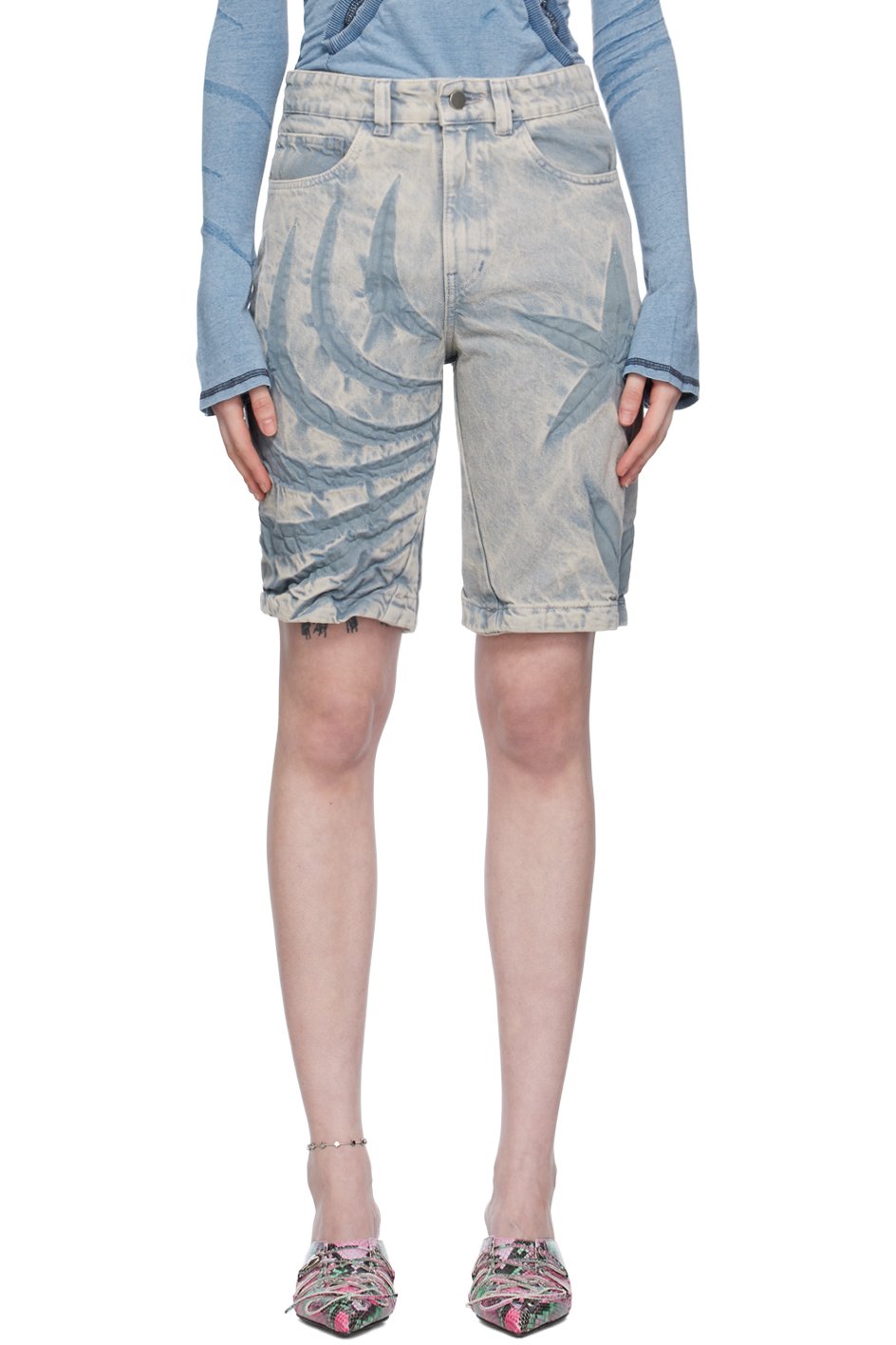 Masha Popova - Short bleu en denim exclusif à SSENSE