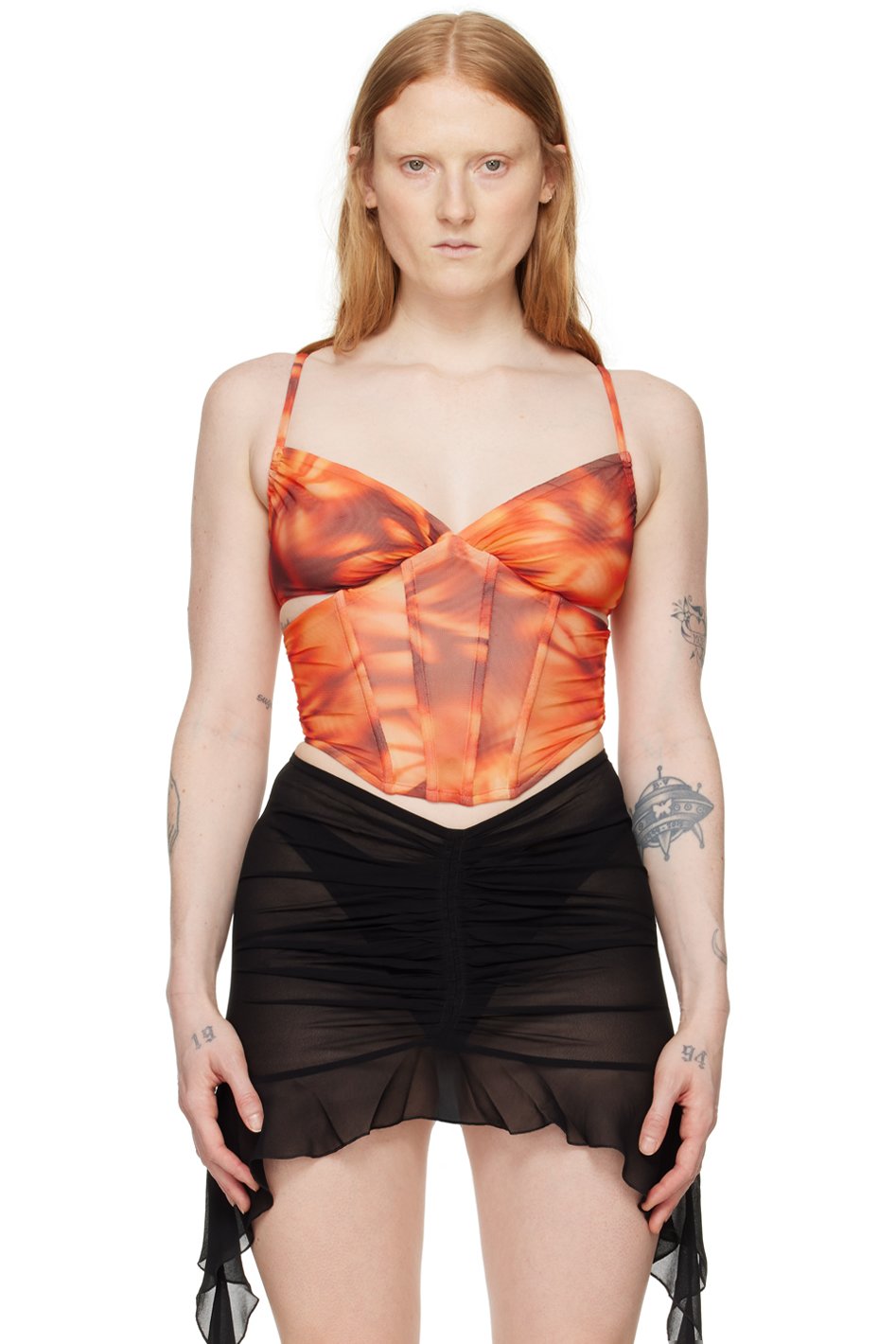 MISBHV - Corset orange à motif graphique imprimé