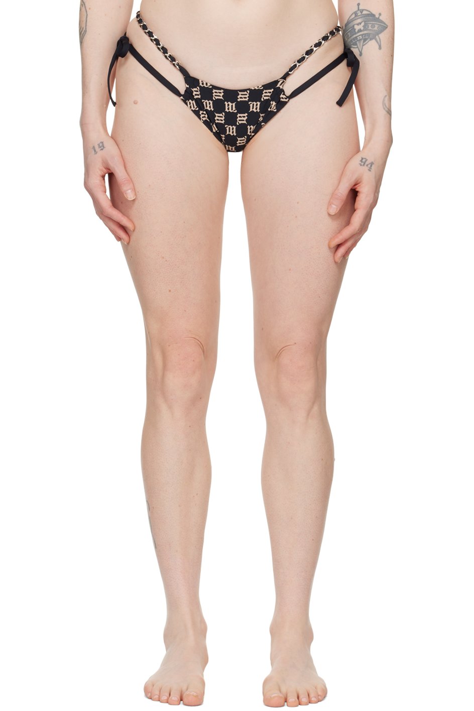 MISBHV - Culotte de bikini noire à monogrammes exclusive à SSENSE