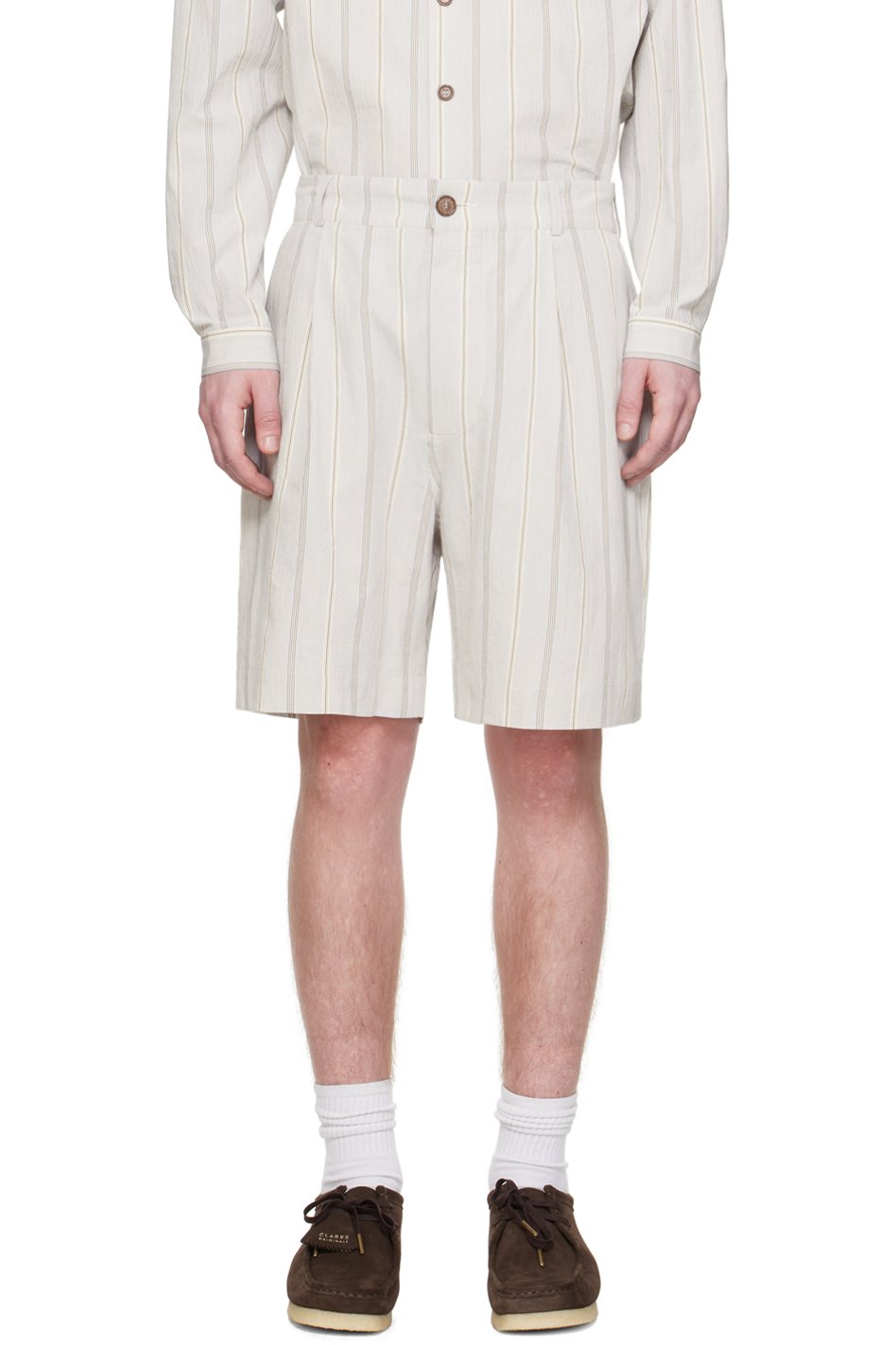 XENIA TELUNTS - White & Blue Stripe Bini Shorts