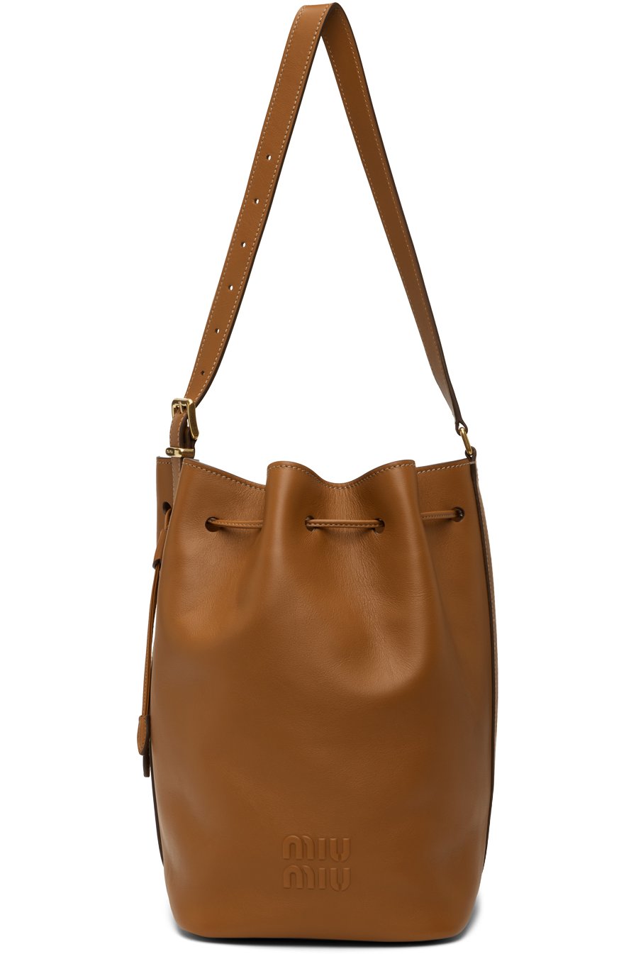 Miu Miu - Sac seau brun clair en cuir
