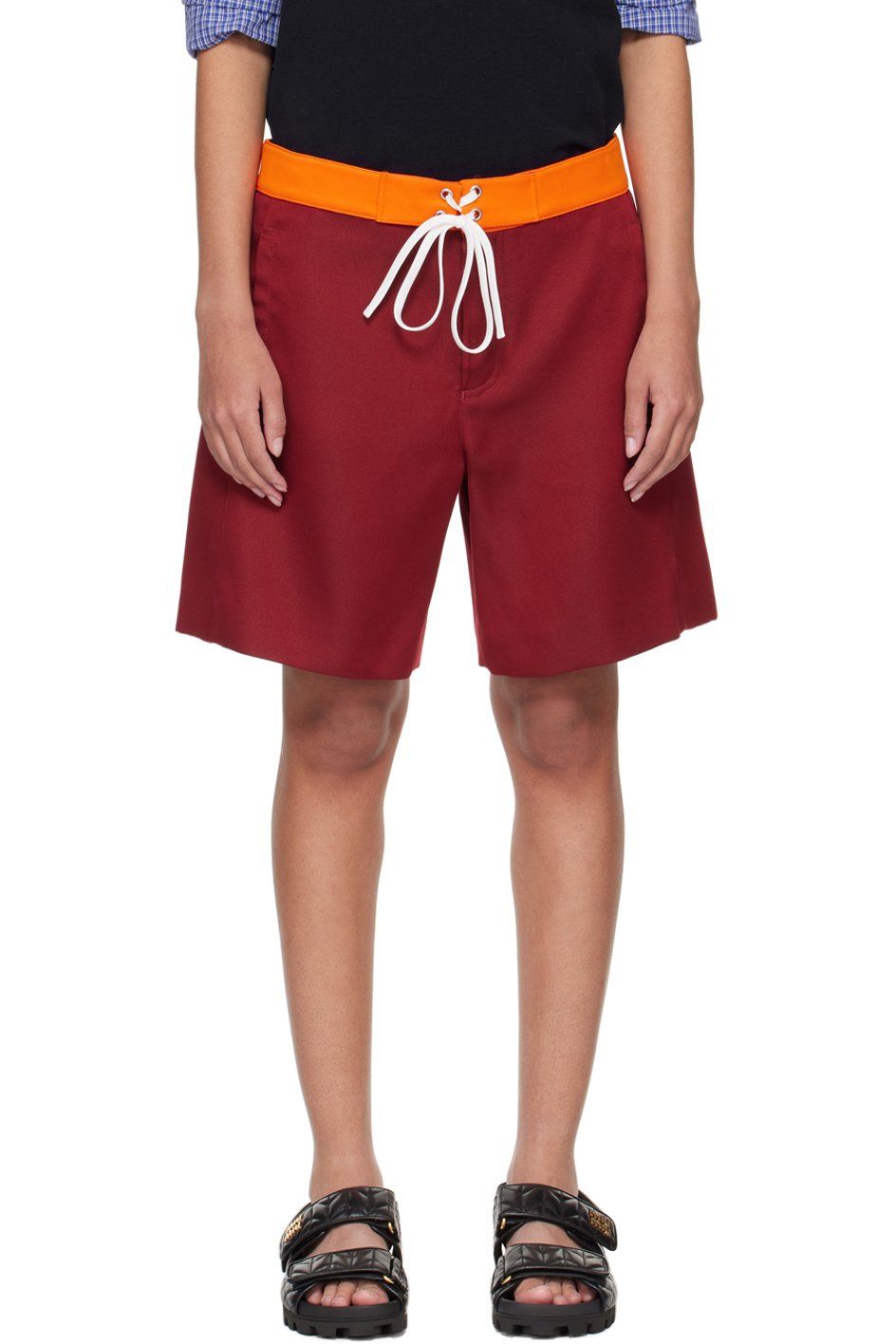 Miu Miu - Short rouge et orange à laçage