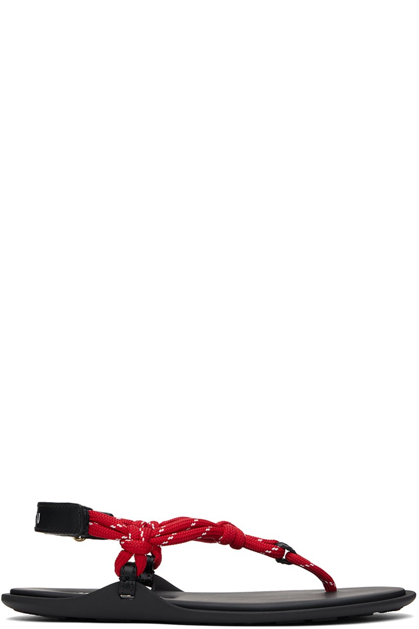 Miu Miu - Sandales Rivière noir et rouge en cuir et en corde
