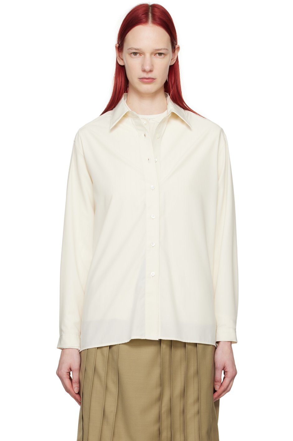 Youth - Chemise blanc cassé à bords bruts