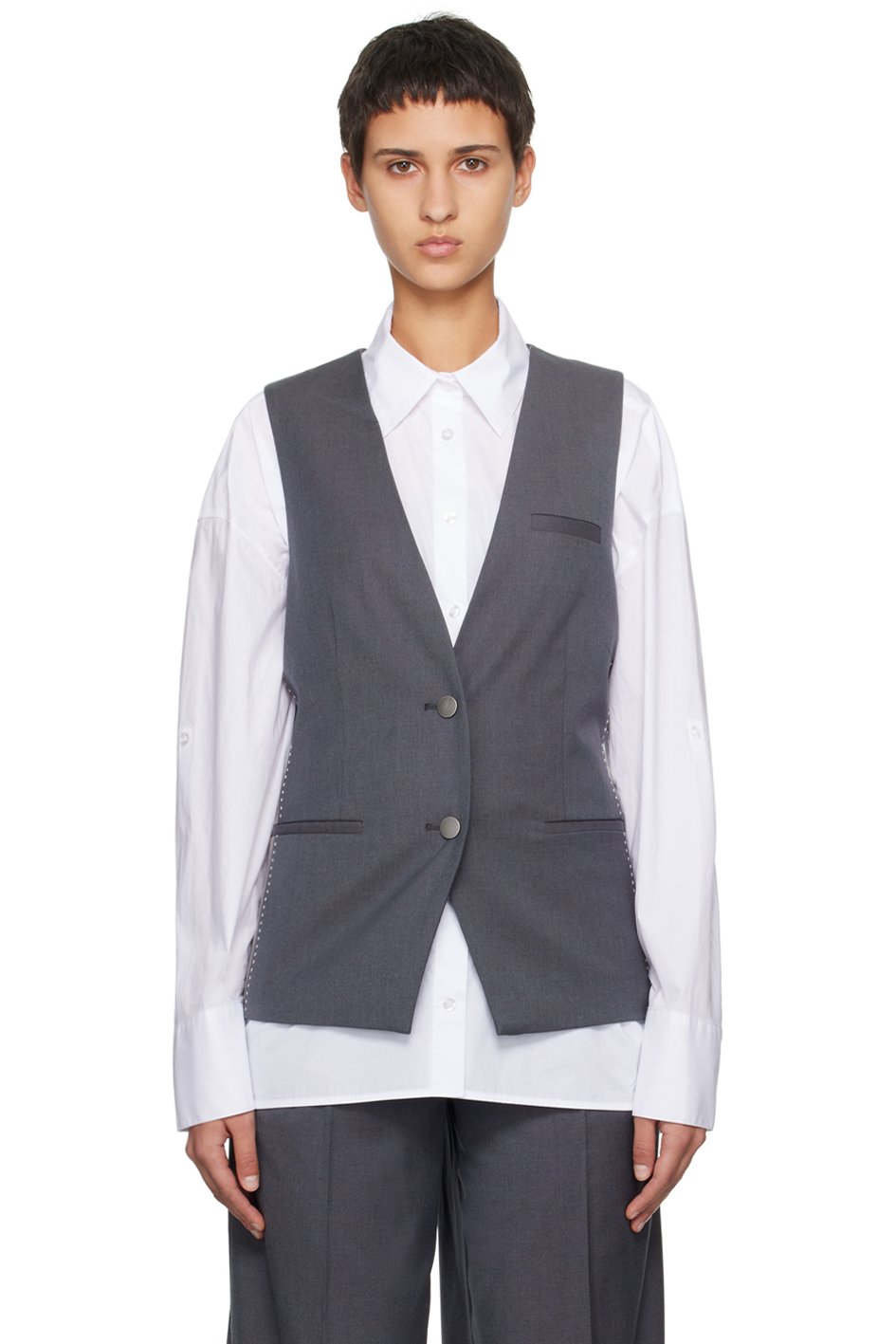 REMAIN Birger Christensen - Gray Two-Color Vest