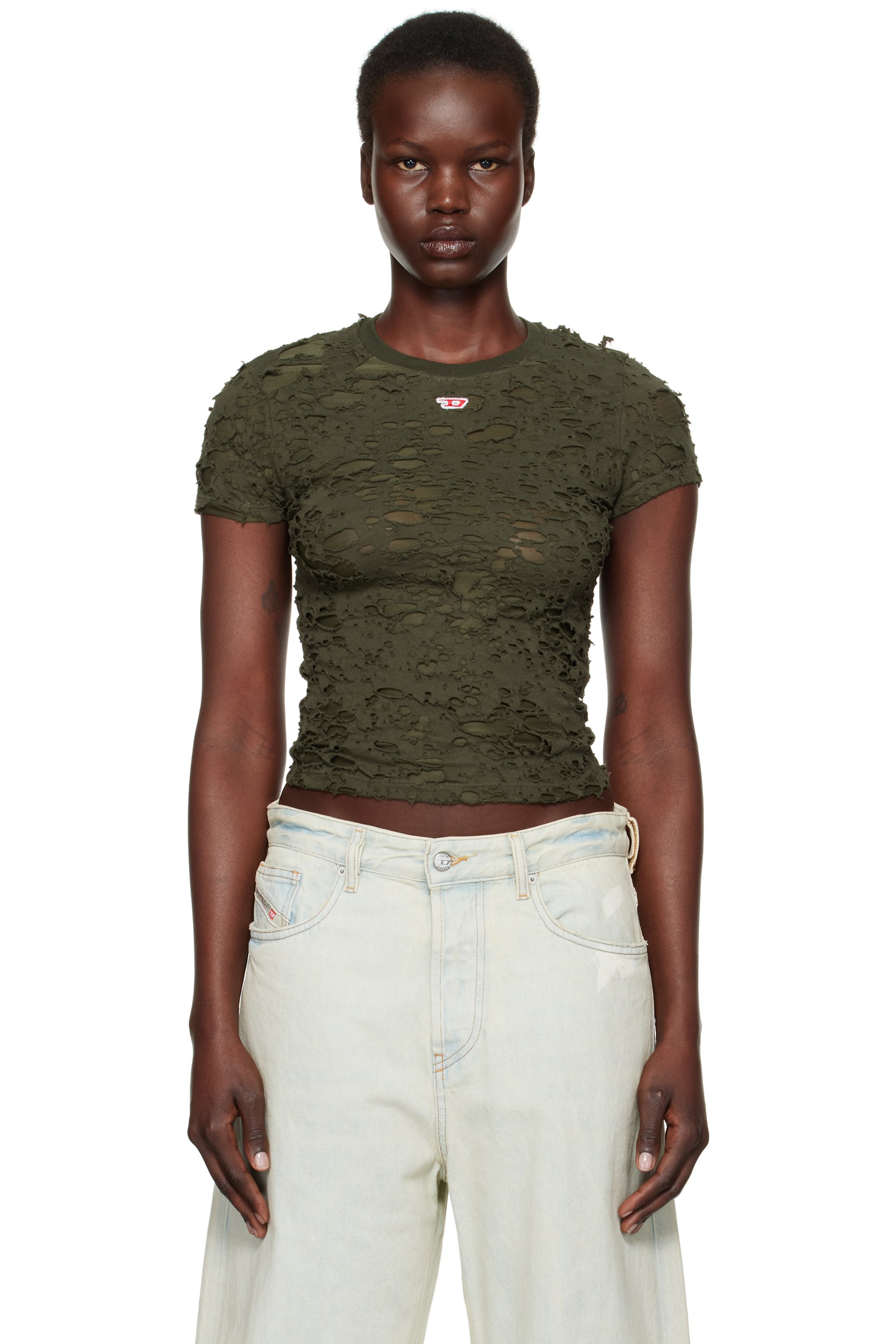 Diesel - T-shirt Uncutie-Long-P2 kaki