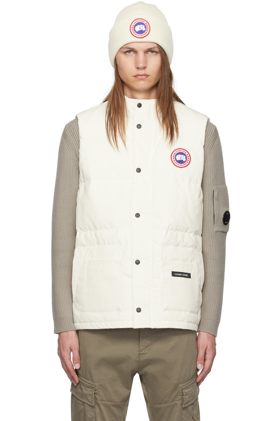 Canada Goose - Veste Freestyle Crew blanche rembourrée en duvet