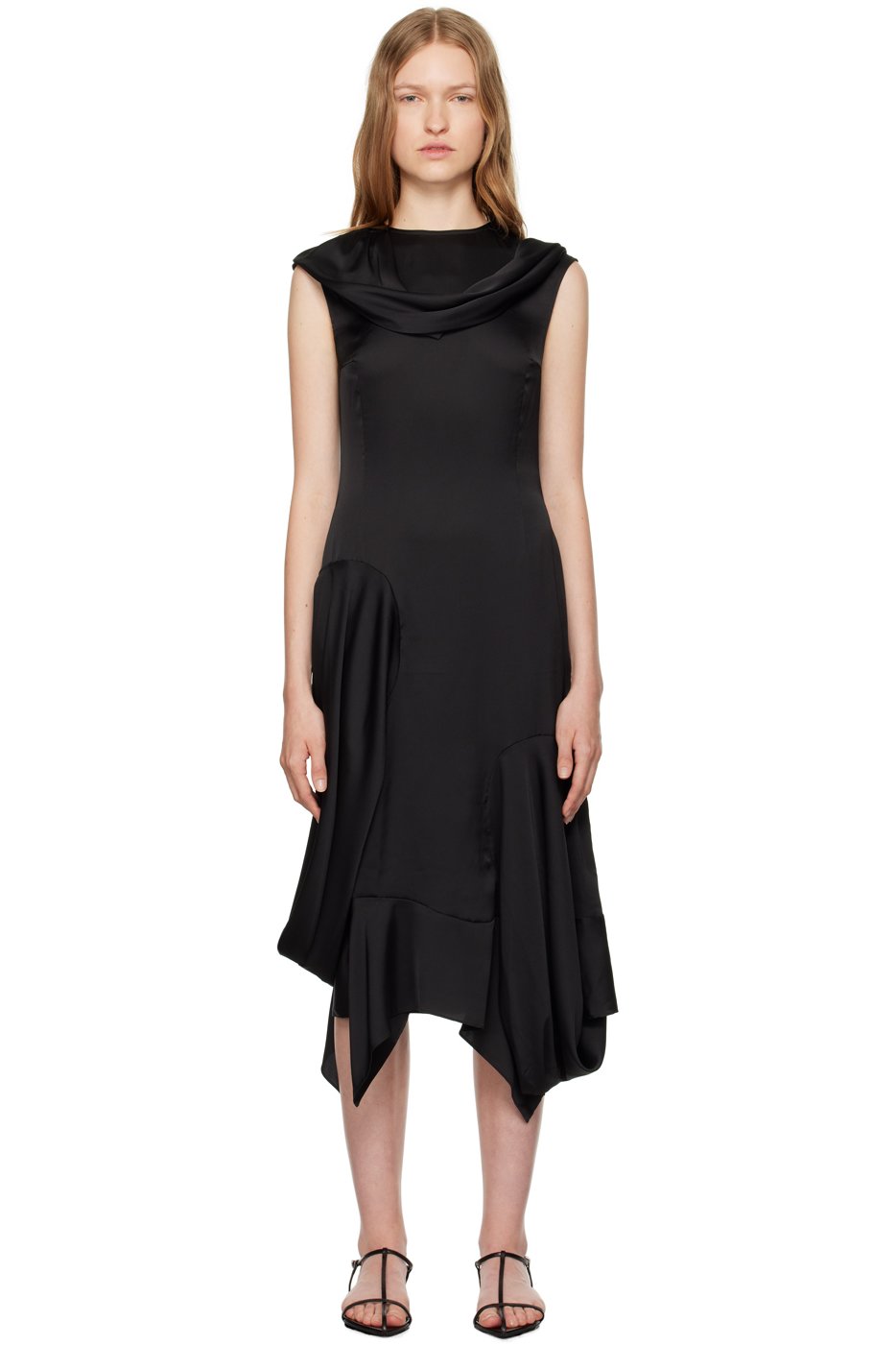 J.KIM - Robe midi noire à basque - Vaza