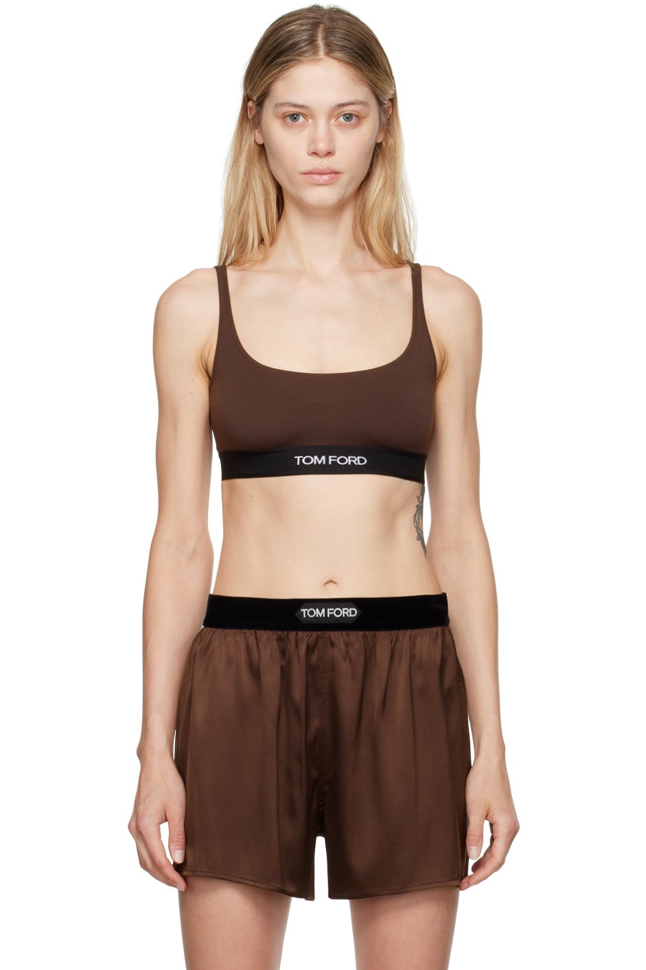 TOM FORD - Soutien-gorge brun à logo