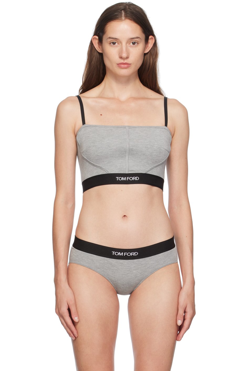 TOM FORD - Débardeur gris en modal à logo