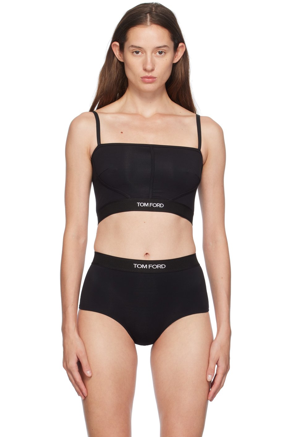 TOM FORD - Camisole noire en modal à logo