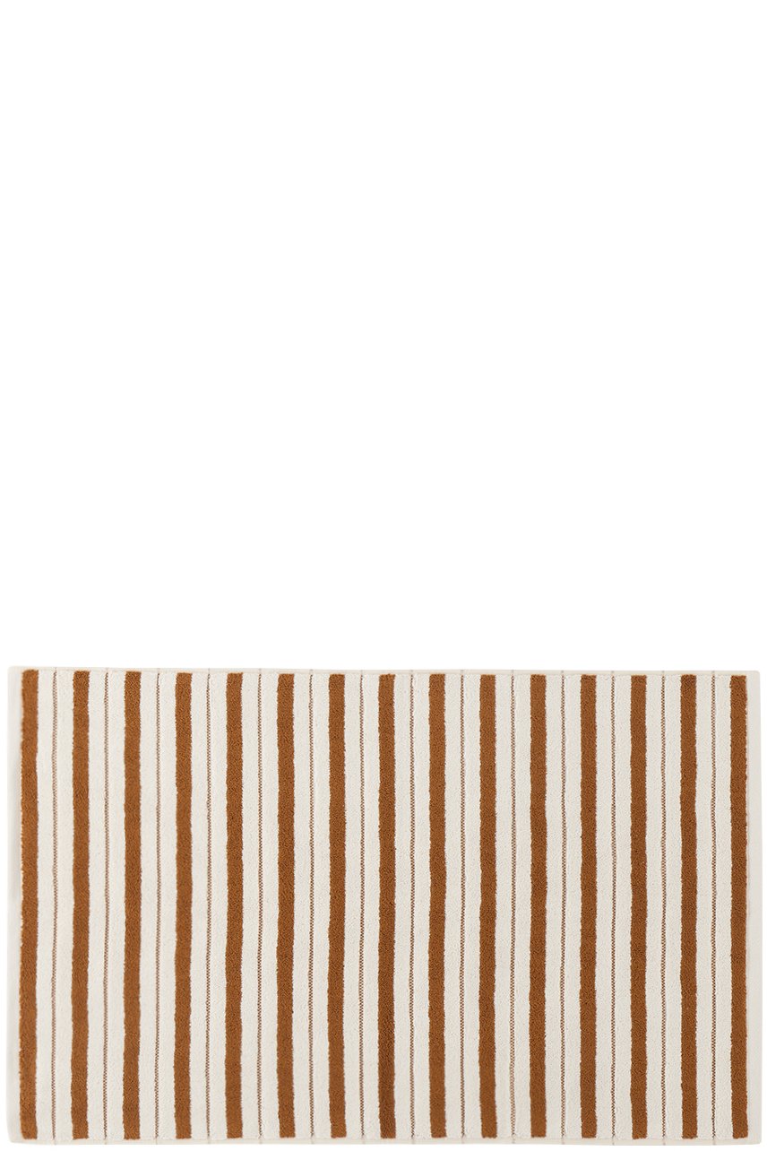 Baina - Tapis de bain Echo blanc cassé et orange