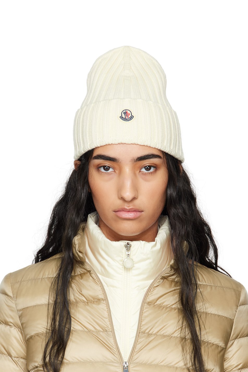 Moncler - Bonnet blanc en laine vierge