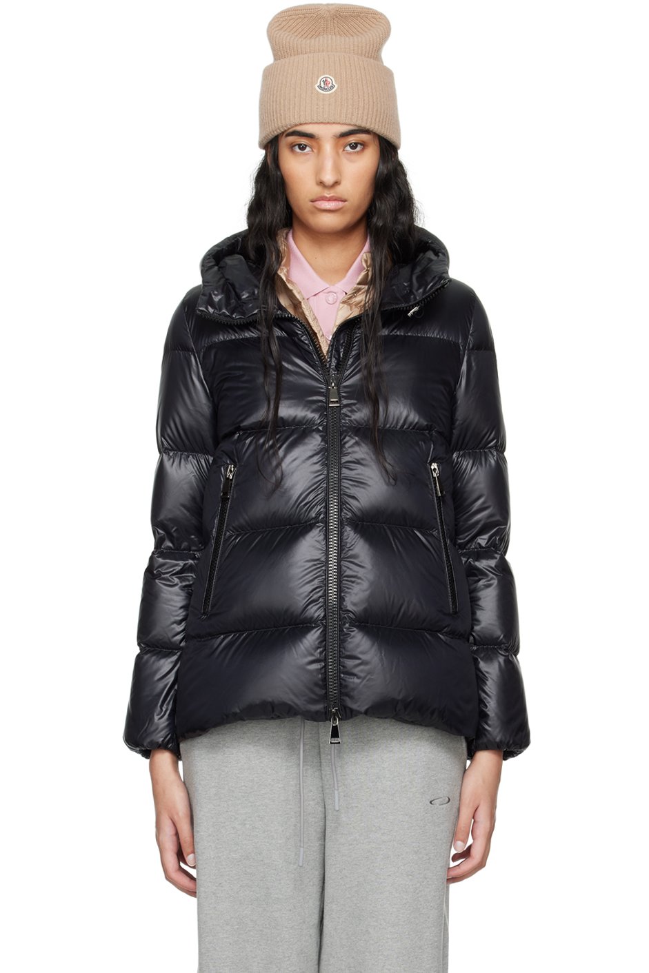 Moncler - Blouson court Seritte noir rembourré en duvet