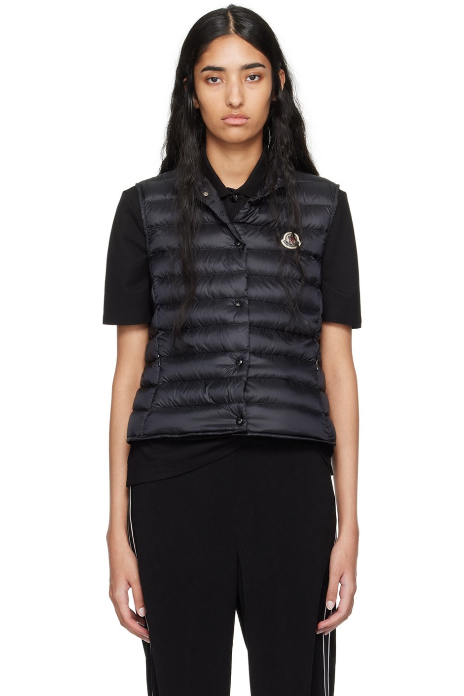 Moncler: Black Liane Down Vest | SSENSE