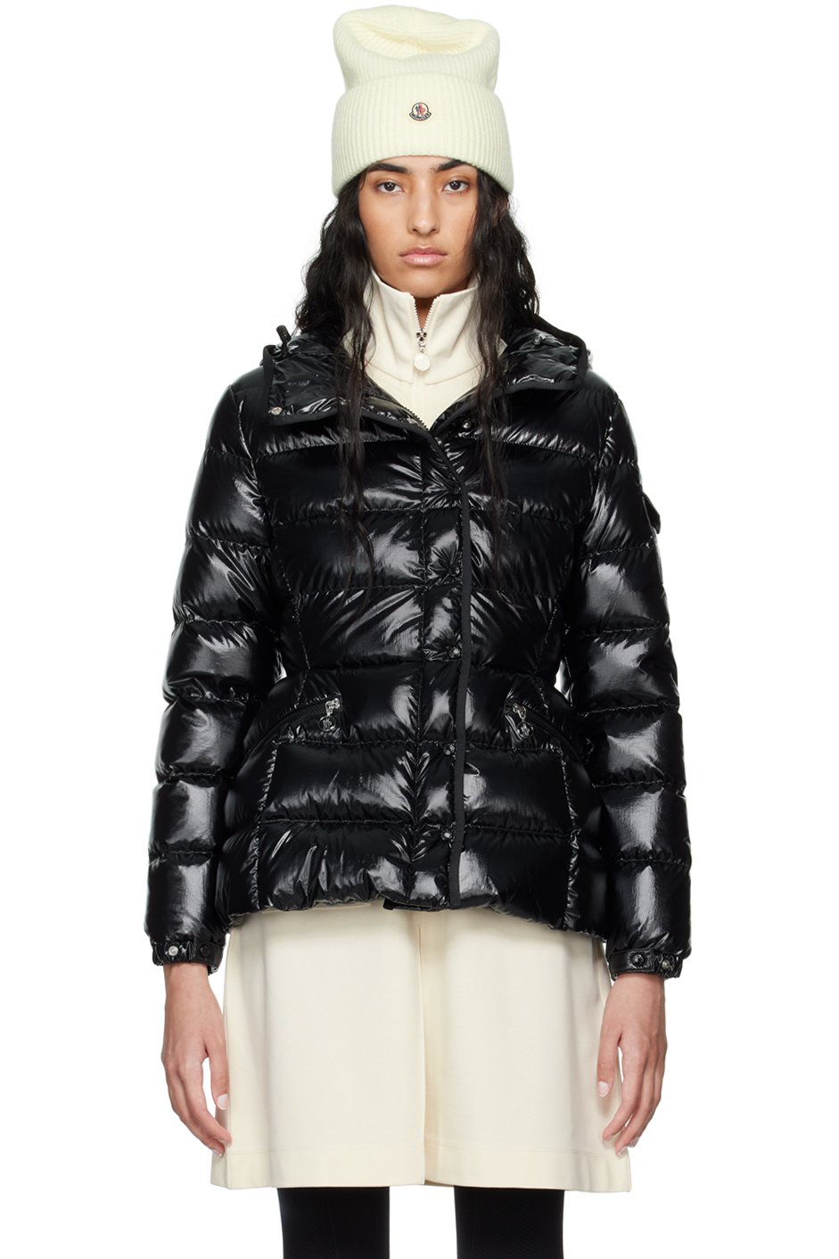 Moncler - Blouson écourté Barante noir rembourré en duvet