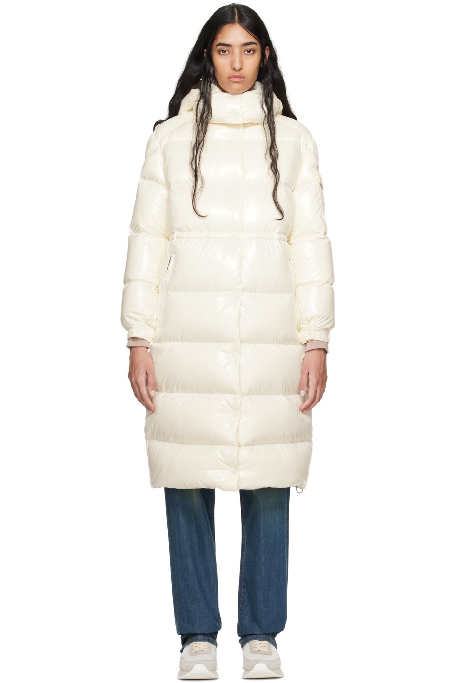 Moncler - Manteau Cavettaz blanc cassé rembourré en duvet