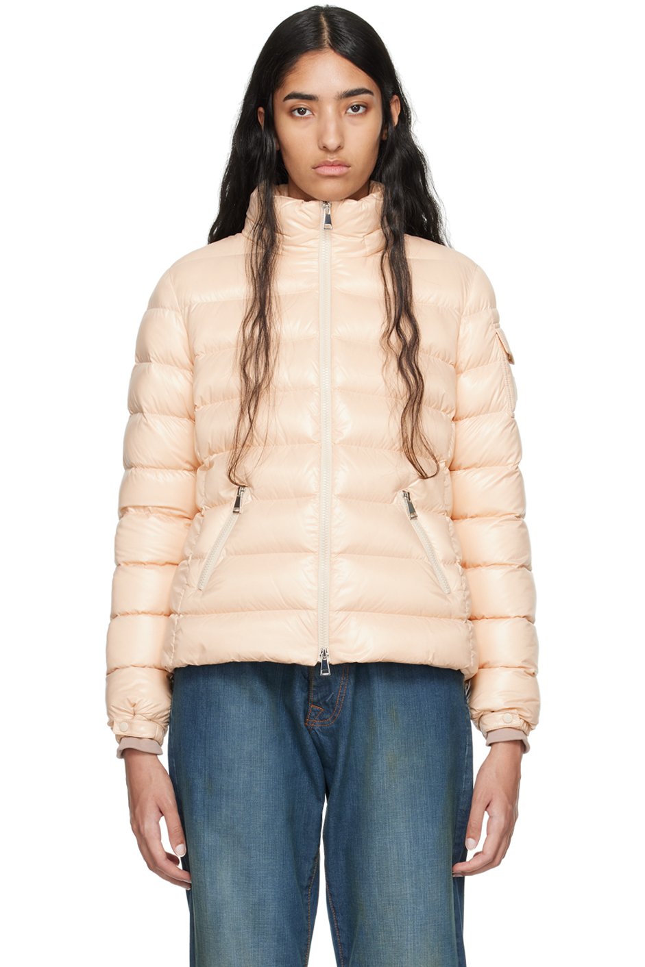 Moncler - Blouson Badyf beige rembourré en duvet