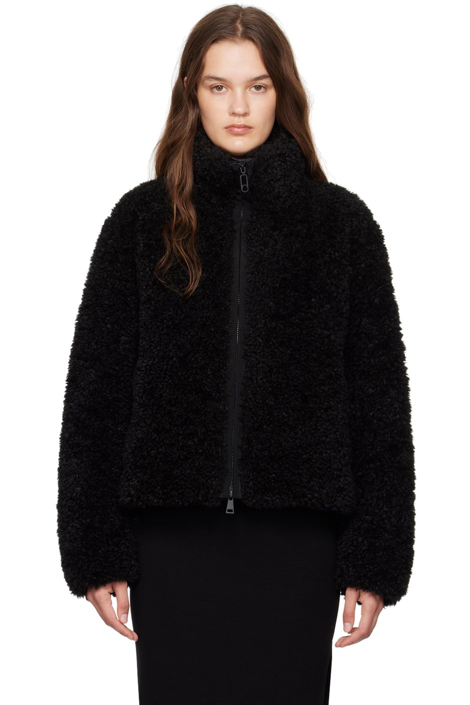 Moncler - Blouson Bridoire noir en peau retournée synthétique rembourré en duvet