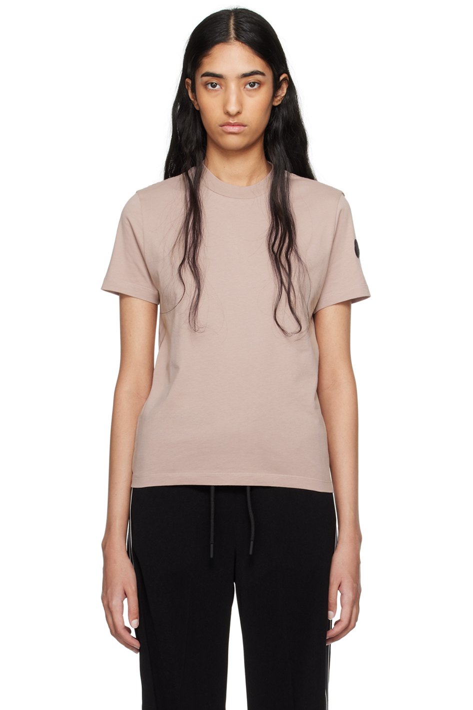 Moncler - T-shirt rose à plis