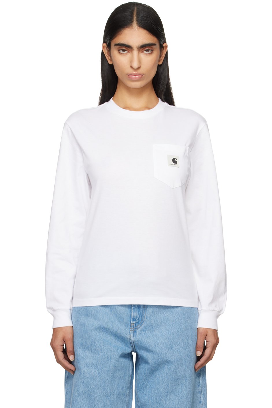 Carhartt Work In Progress - White Pocket Long Sleeve T-shirt