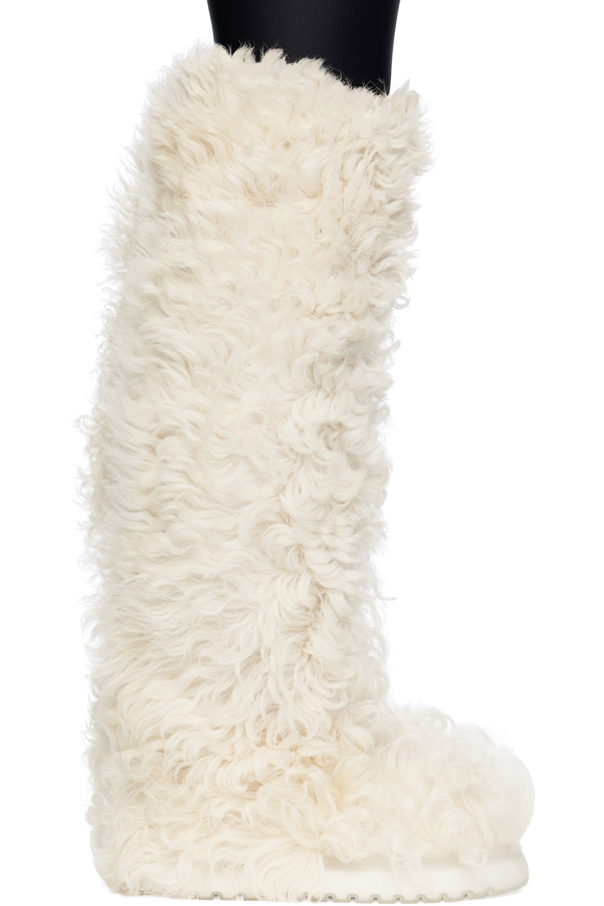 Moncler - Bottes hautes Beverly blanches en peau retournée