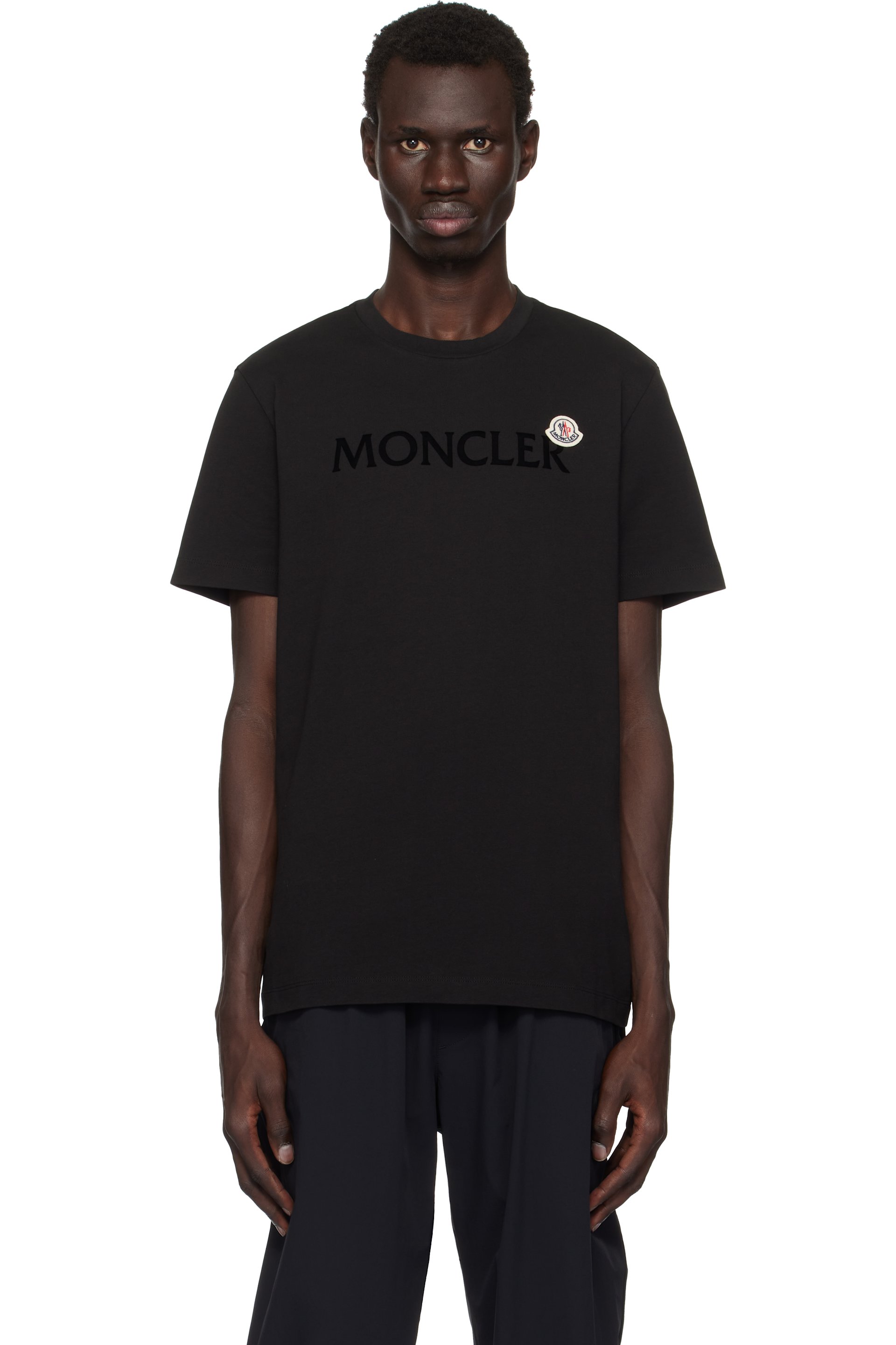 Moncler - ブラック フロックロゴ Tシャツ