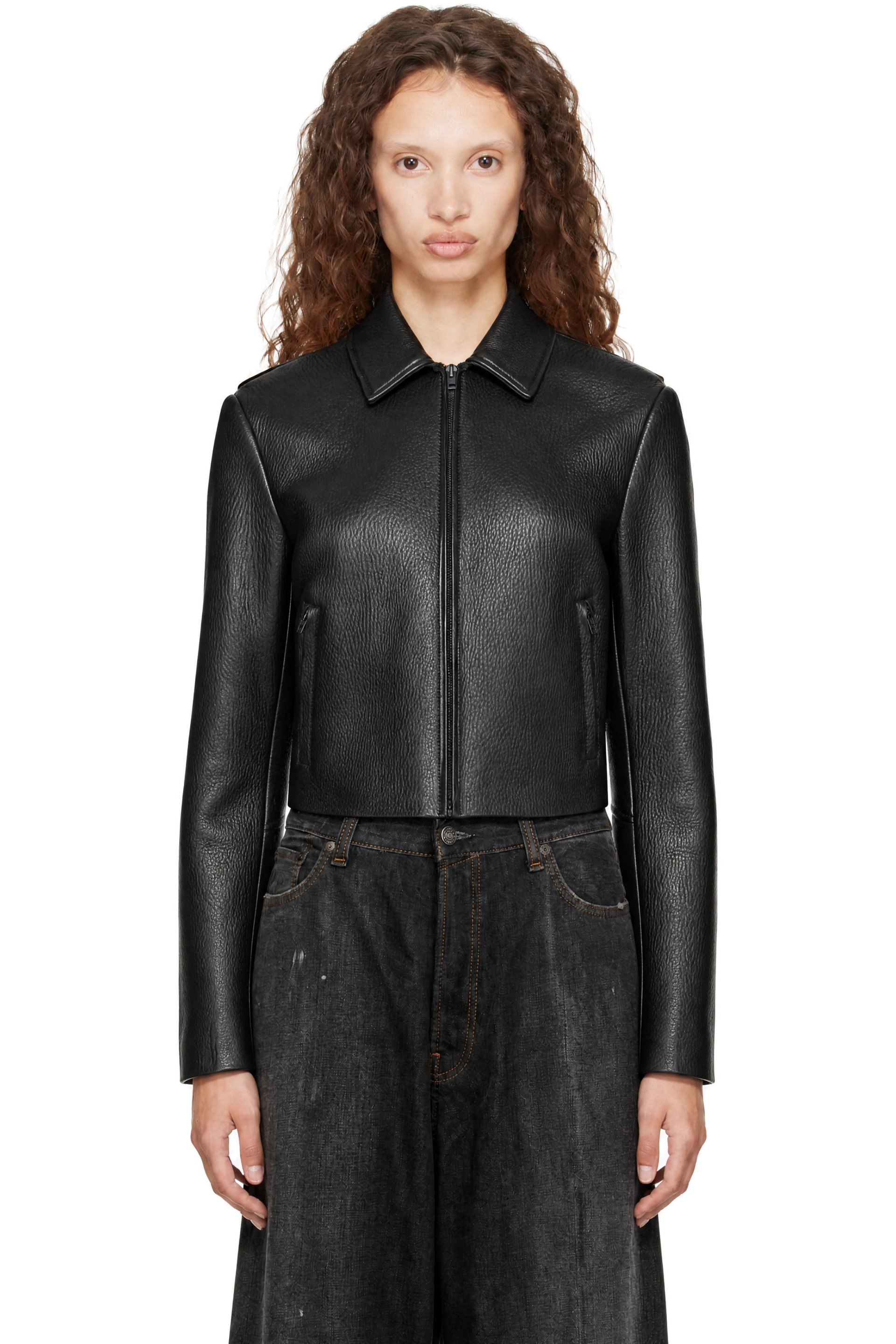 Acne Studios - Black Zip Leather Jacket
