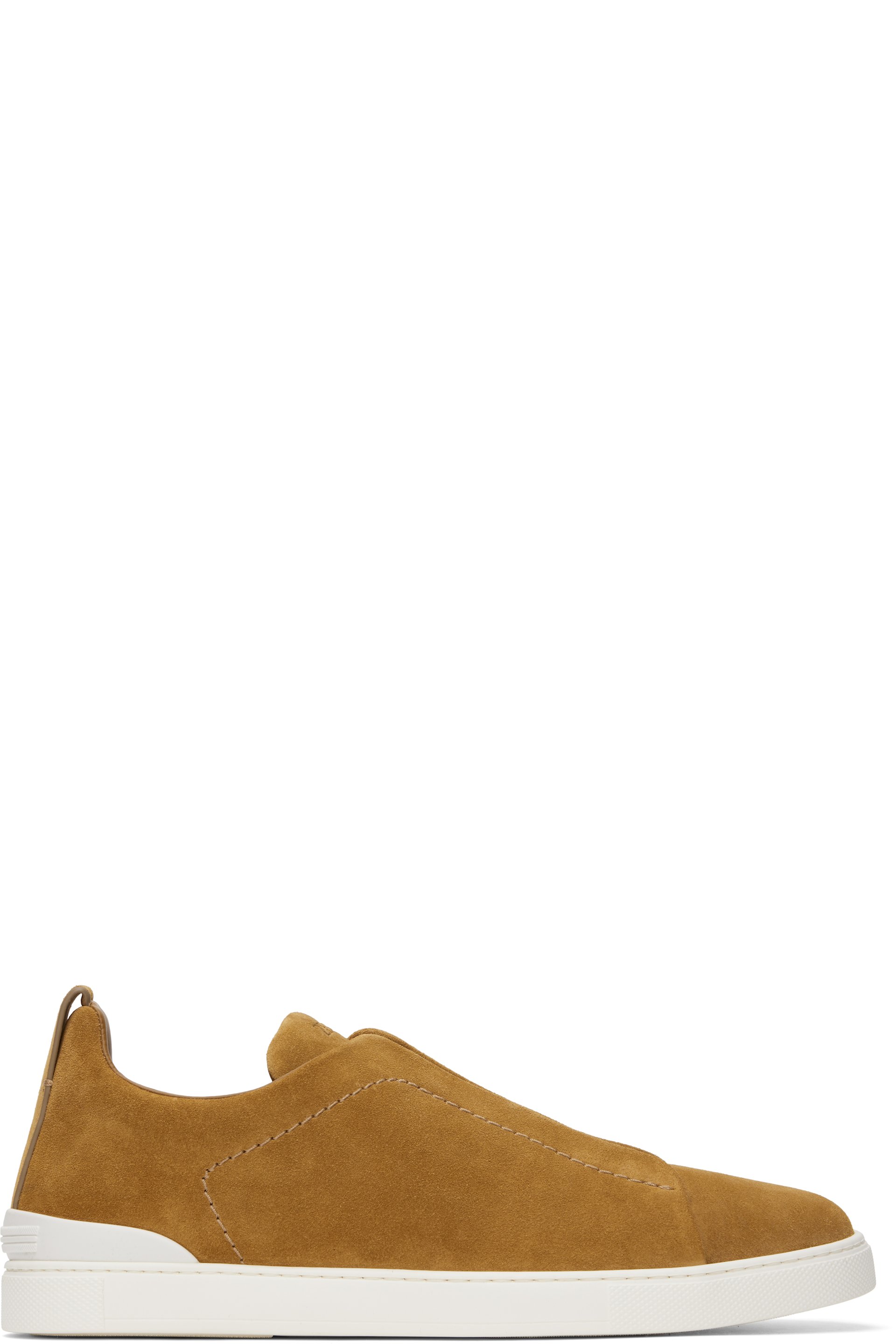 ZEGNA - Tan Suede Triple Stitch Sneakers