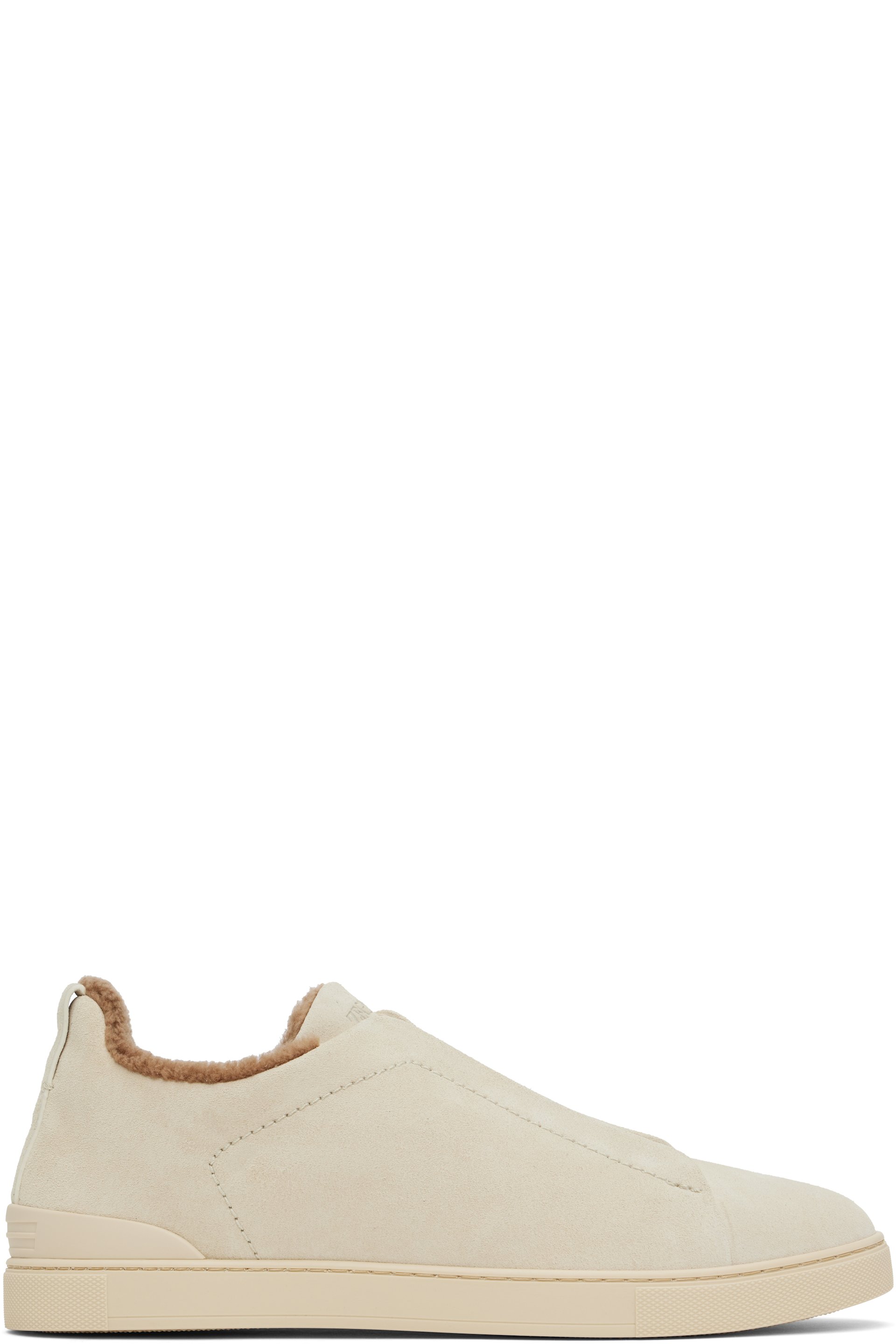 ZEGNA - Gray Suede Triple Stitch Sneakers