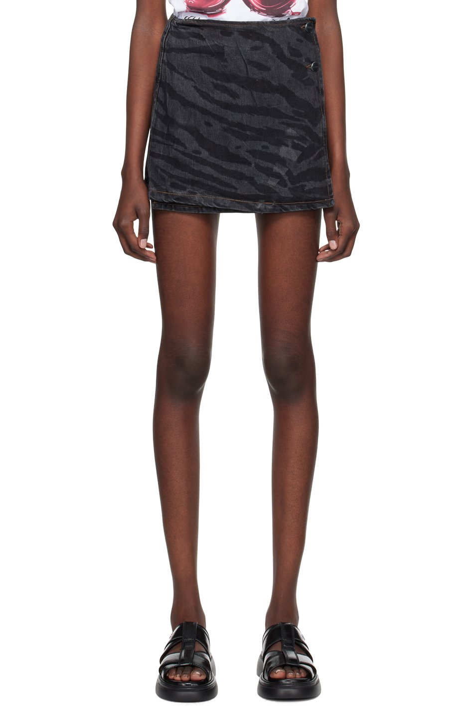 GANNI - Minijupe Lazer noire en denim