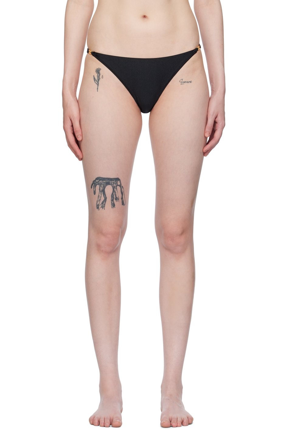 GANNI - Culotte de bikini noire à ferrures à logo