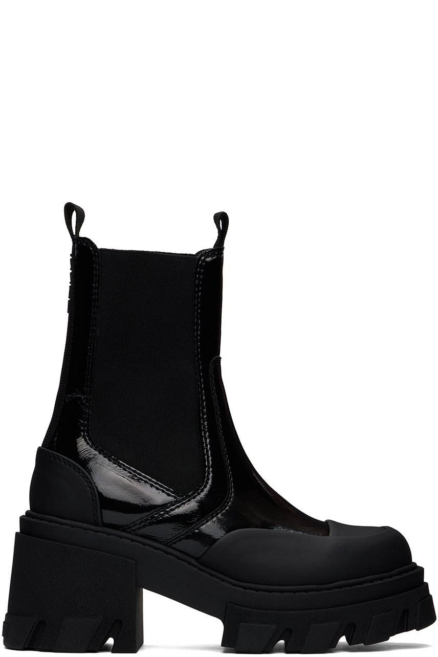 GANNI - Black Cleated Heeled Mid Chelsea Boots