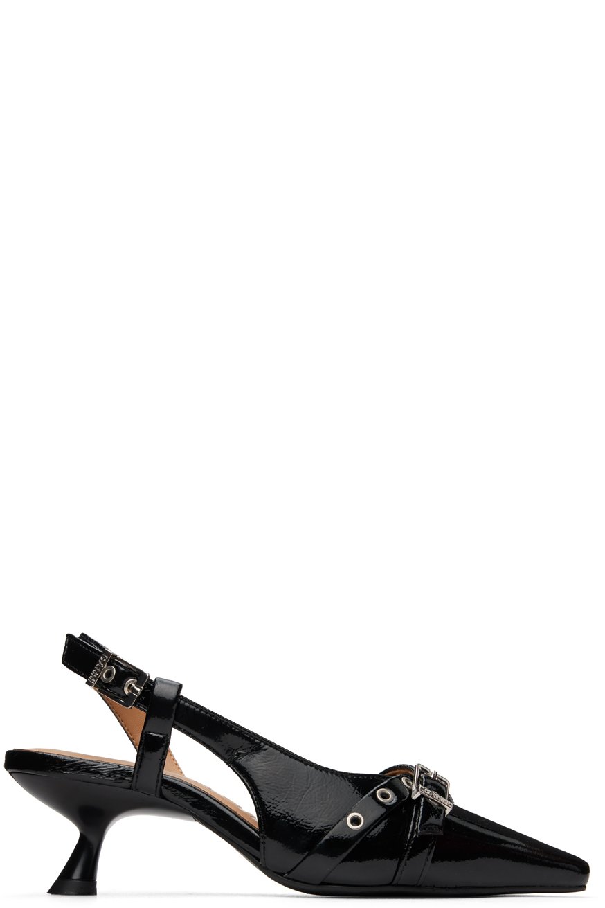 GANNI - Black Eyelets Open Kitten Heels