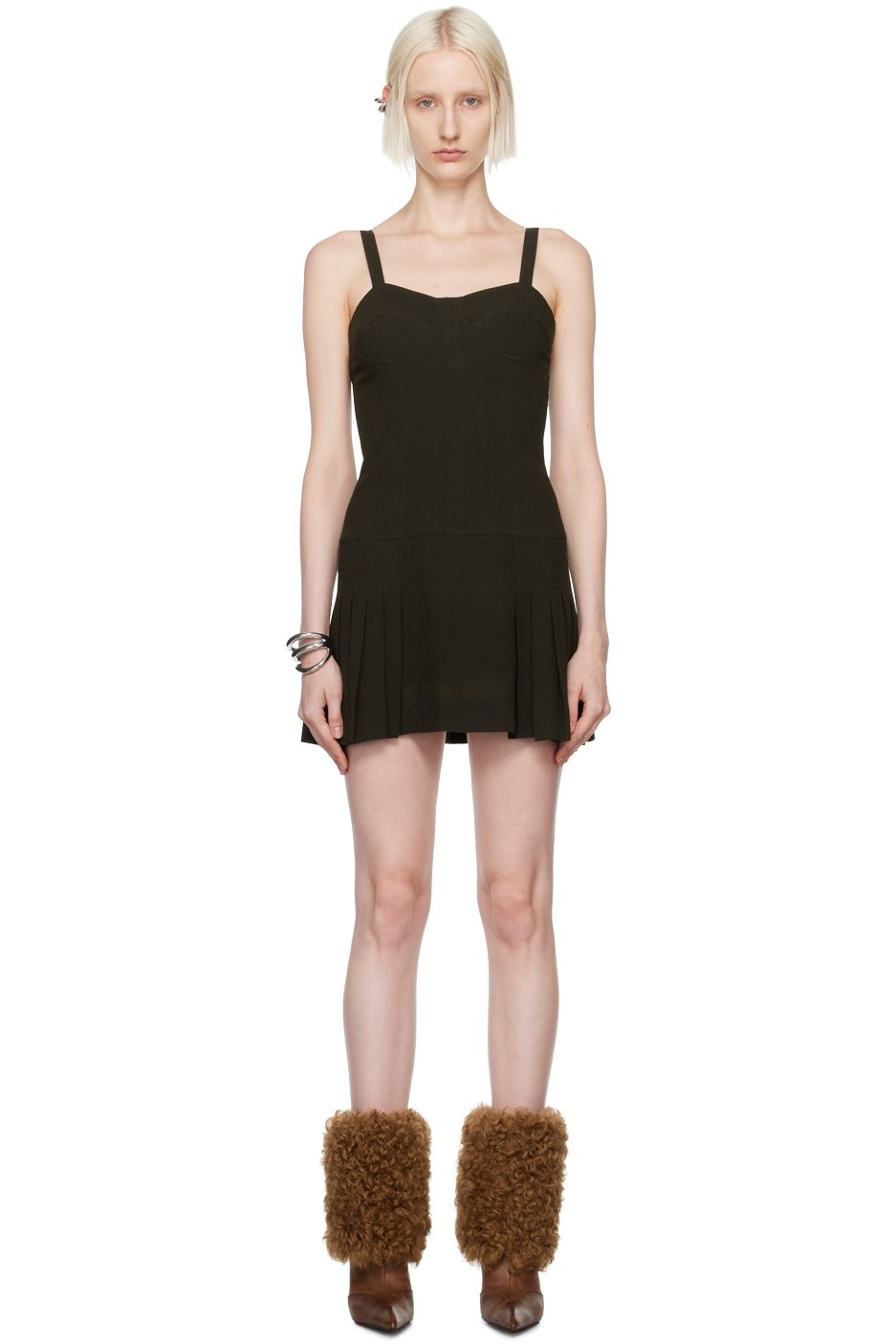 KNWLS - Robe courte Bayon brune