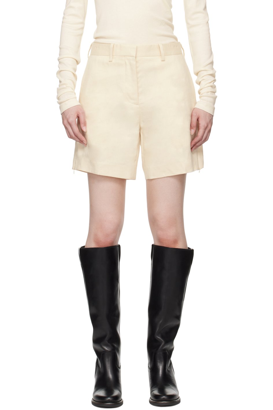 Helmut Lang - Short de style chauffeur blanc cassé