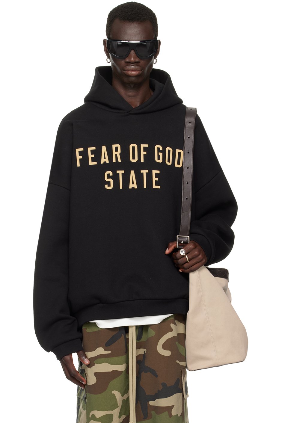 Fear of God ESSENTIALS - Black Printed Logo Hoodie
